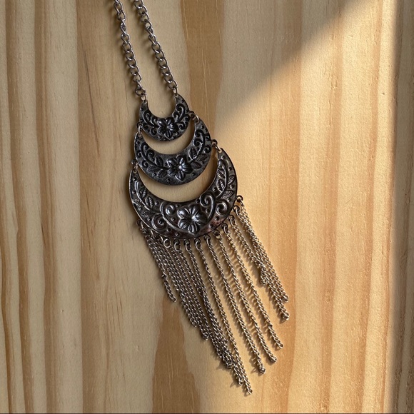 Metal Boho Adjustable Necklace with Fringe - Picture 3 of 3
